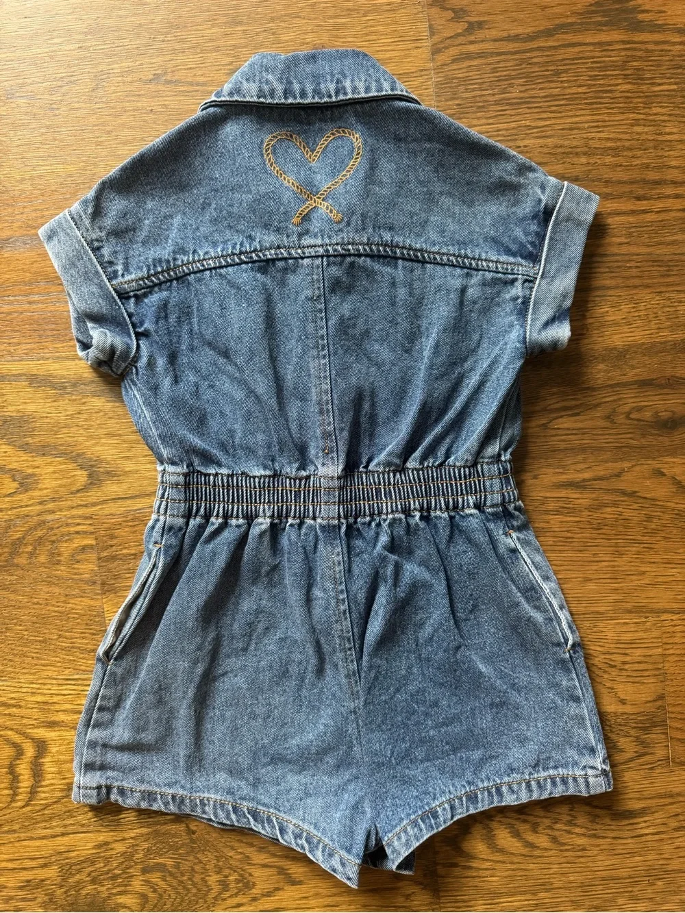Rylee + Cru Utility Romper Indigo Denim Girls 6-7